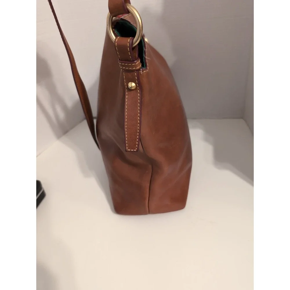 Dooney & Bourke Florentine Leather Dixon Hobo Crossbody Bag‎ BROWN